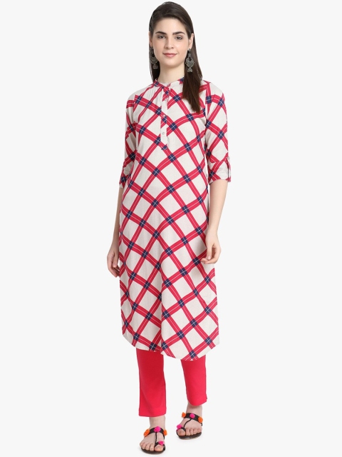 

ALC Creations Women White Checked Kurta