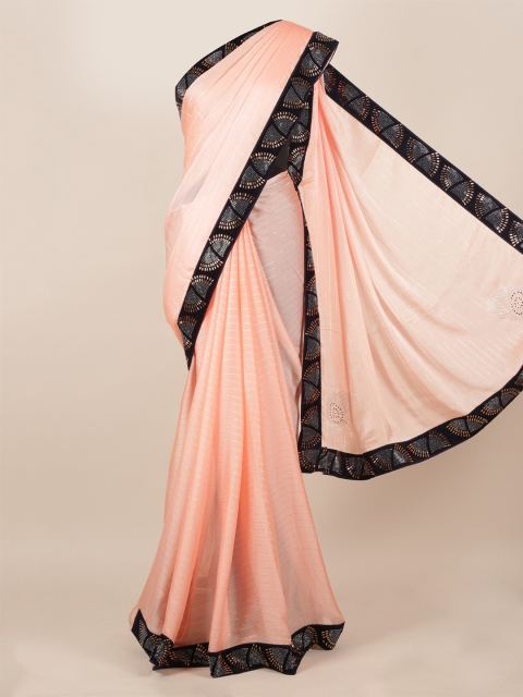 

Pothys Peach-Coloured Striped Poly Georgette Saree
