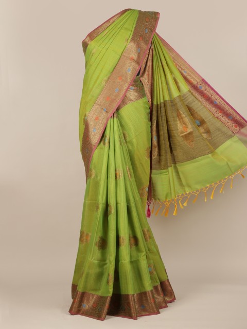 

Pothys Green Woven Design Cotton Blend Saree