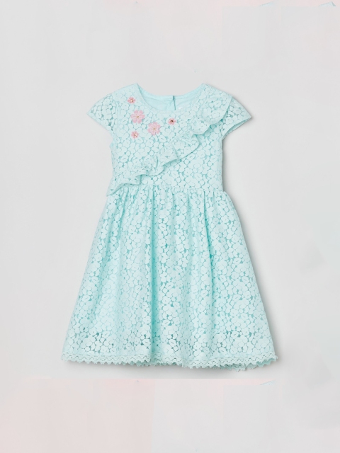 

max Girls Blue Printed Fit and Flare Dress