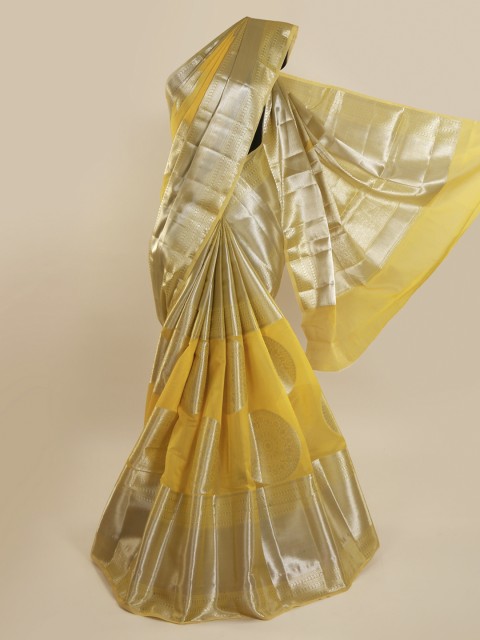 

Pothys Yellow Woven Design Cotton Blend Saree