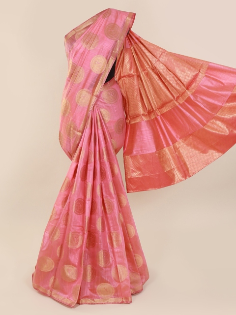 

Pothys Pink & Gold-Toned Cotton Blend Woven Design Saree