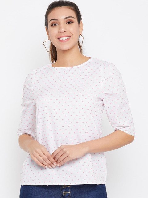 

Austin wood White Geometric Printed Top