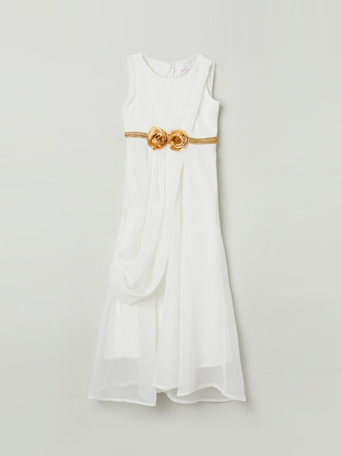 

max Girls Cream-Coloured Solid Fit and Flare Dress