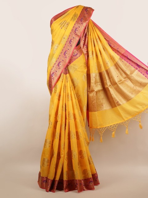 

Pothys Yellow Woven Design Cotton Blend Saree