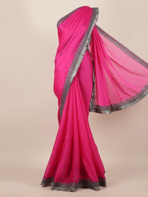

Pothys Magenta Embellished Poly Georgette Saree