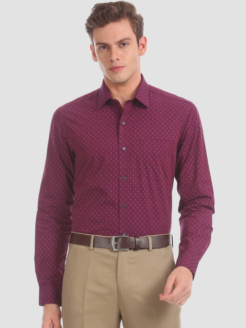 

Arrow Men Maroon Slim Fit Printed Formal Shirt