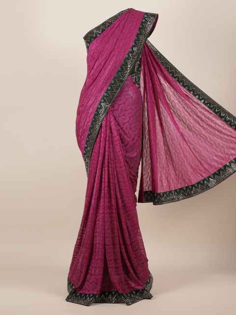 

Pothys Violet & Black Poly Georgette Solid Saree