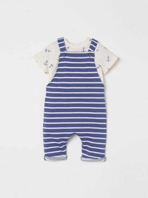 

H&M Boys White & Blue Striped 2-Piece Cotton Set