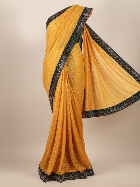 

Pothys Yellow Woven Design Poly Georgette Saree