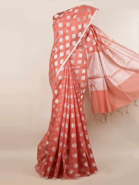 

Pothys Peach-Coloured Cotton Blend Saree
