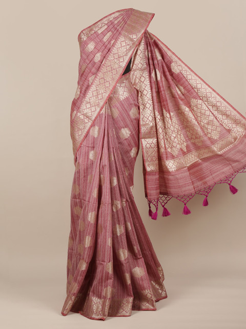 

Pothys Pink Woven Design Khadi Silk Saree