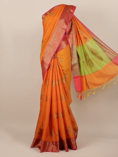 

Pothys Orange Woven Design Cotton Blend Saree