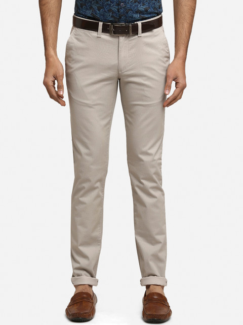 

Greenfibre Men Beige Slim Fit Solid Cotton Regular Trousers