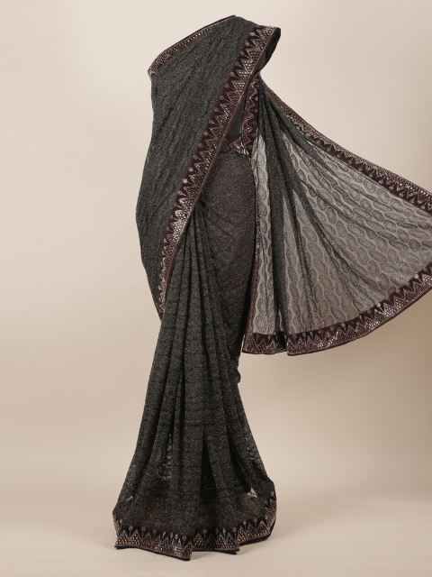 

Pothys Black Woven Design Poly Georgette Saree