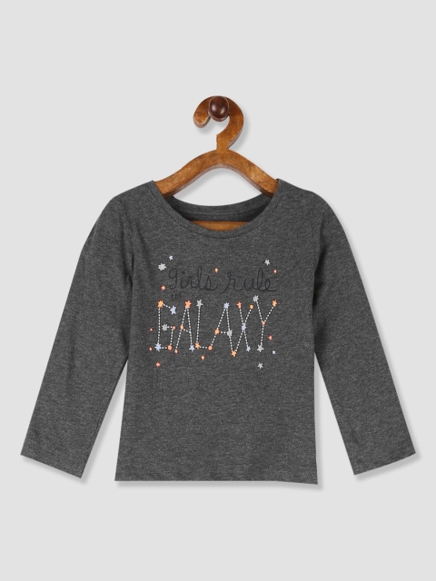 

GAP Girls Grey Sparkle Printed Round Neck T-shirt