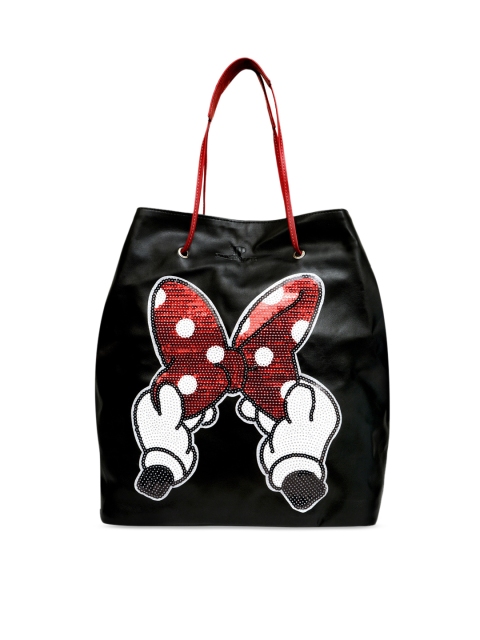 

Pink Potato Black Embellished Tote Bag