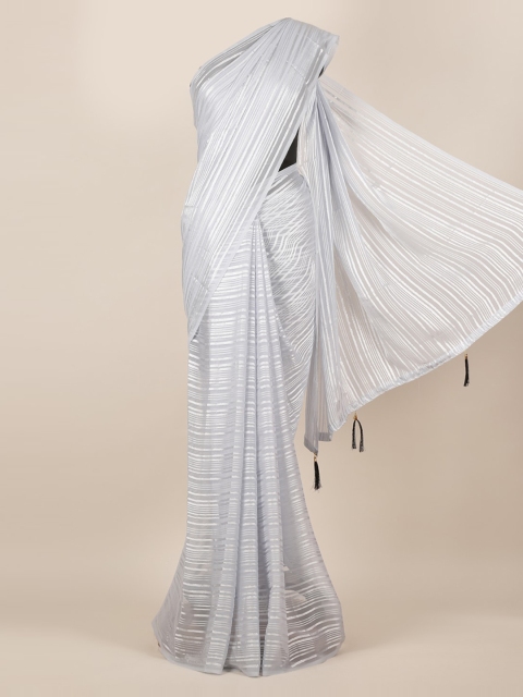 

Pothys Grey Striped Jute Silk Saree