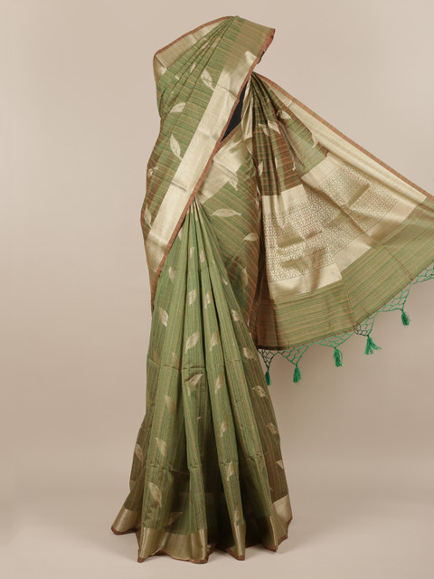 

Pothys Green Woven Design Khadi Saree