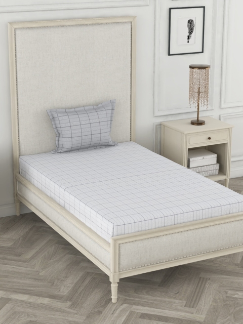 

BIANCA Grey Geometric 144 TC Cotton 1 Single Bedsheet with 1 Pillow Cover