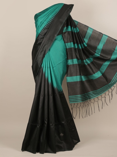 

Pothys Green Colourblocked Jute Silk Saree