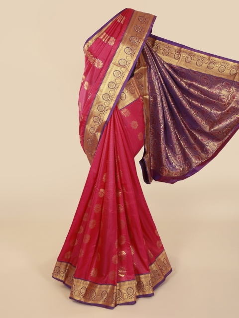 

Pothys Magenta & Gold-Toned Art Silk Woven Design Saree With Zari Border