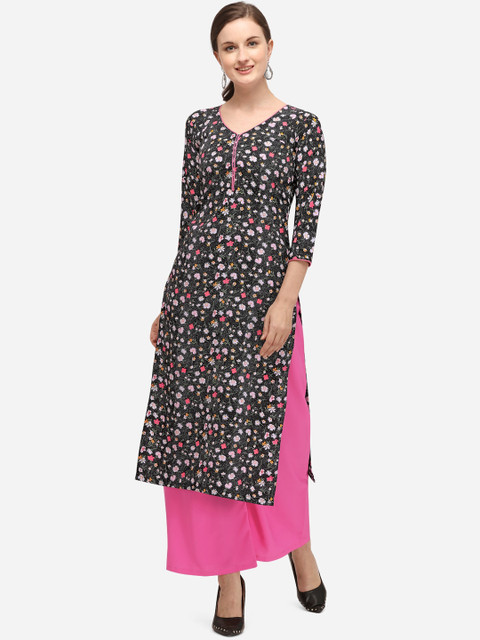 

Florence Women Black & Pink Printed Kurti with Palazzos