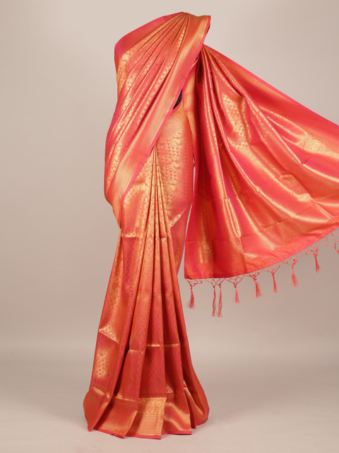 

Pothys Peach-Coloured Woven Design Jute Silk Saree