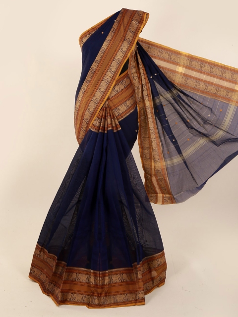 

Pothys Navy Blue Solid Pure Cotton Saree