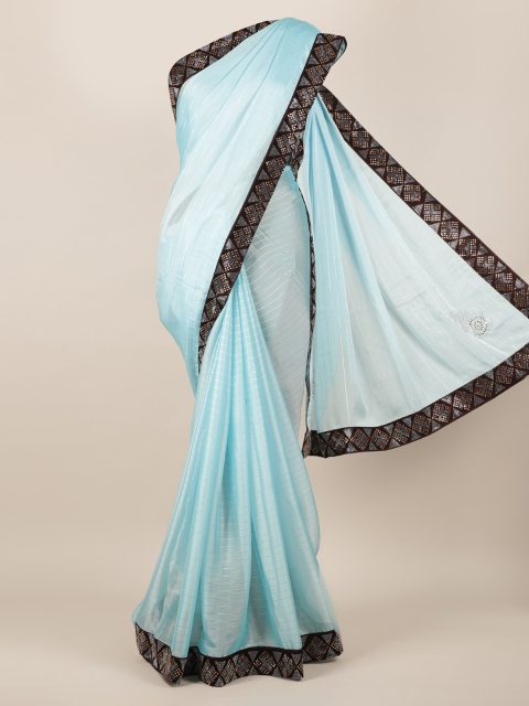 

Pothys Blue Striped Poly Georgette Saree