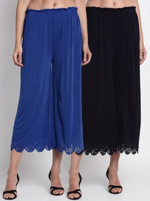 

NEUDIS Women Pack Of 2 Blue Regular Fit Solid Culottes