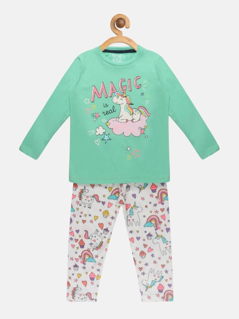 

Lazy Shark Girls Green & White Printed Night Suit LSTF0559-23