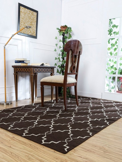 

Jaipur Rugs Brown & Beige Printed Morrocan Hand-Tufted Heavy Carpet