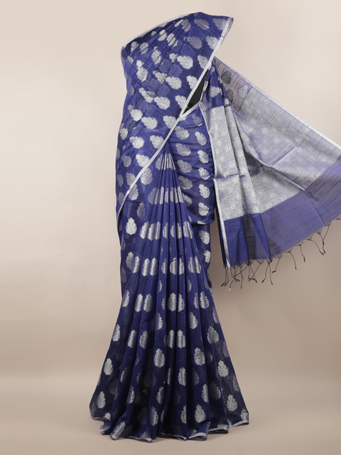 

Pothys Blue Woven Design Cotton Blend Saree