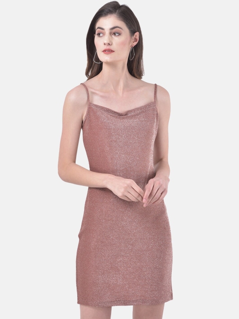 

Eavan Women Copper-Toned Self Design Bodycon Dress