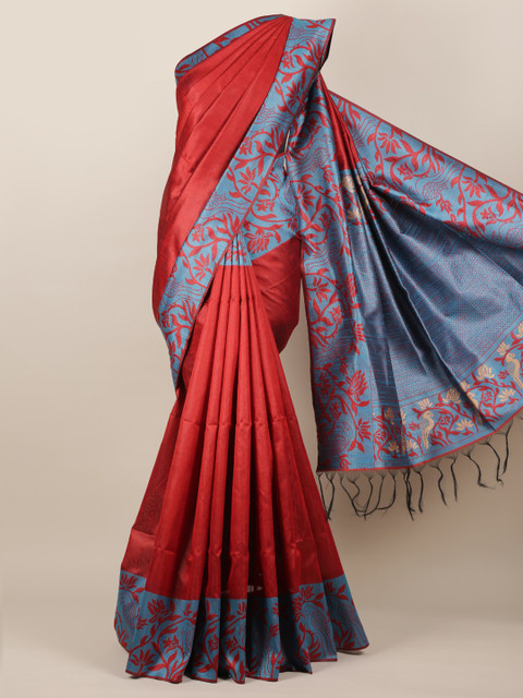 

Pothys Maroon Woven Design Jute Silk Saree