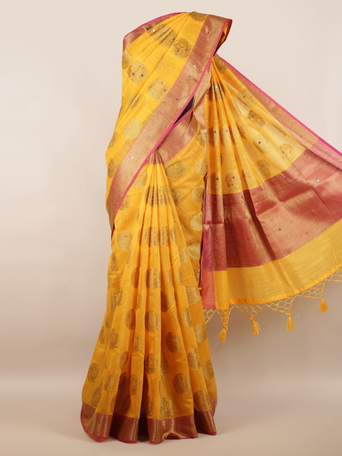 

Pothys Yellow Woven Design Cotton Blend Saree