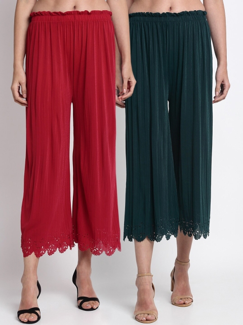 

NEUDIS Women Green Regular Fit Solid Culottes