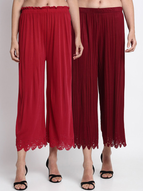 

NEUDIS Women Maroon Regular Fit Solid Culottes