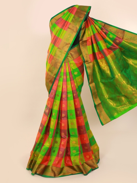 Pothys Multicoloured Checked Art Silk Saree, Multi