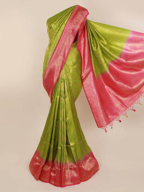 

Pothys Green Woven Design Pure Silk Saree With Tasseled Pallu