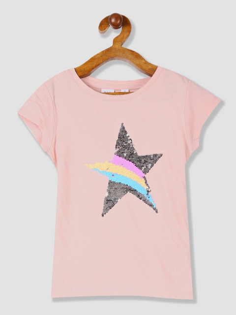

GAP Girls Pink Self Design Round Neck T-shirt