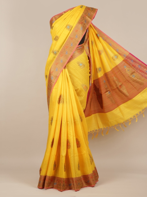 

Pothys Yellow Woven Design Cotton Blend Saree