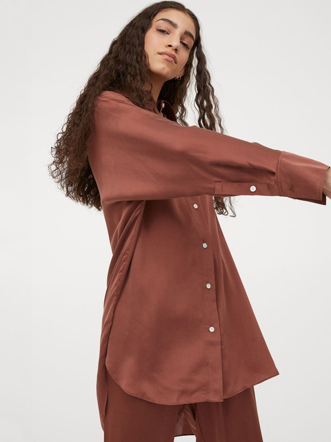 

H&M Women Rust Red Mulberry Silk Shirt Tunic