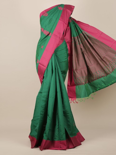 

Pothys Green Printed Silk Cotton Saree