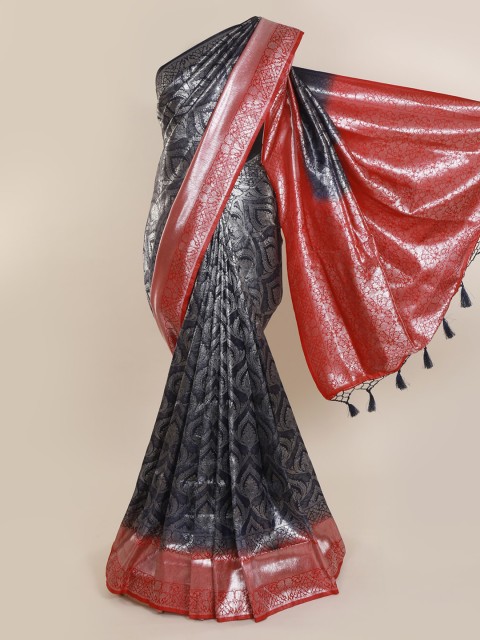 

Pothys Navy Blue & Orange Pure Silk Woven Design Banarasi Saree