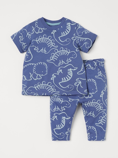 

H&M Boys Blue & White Printed 2-Piece Cotton Set