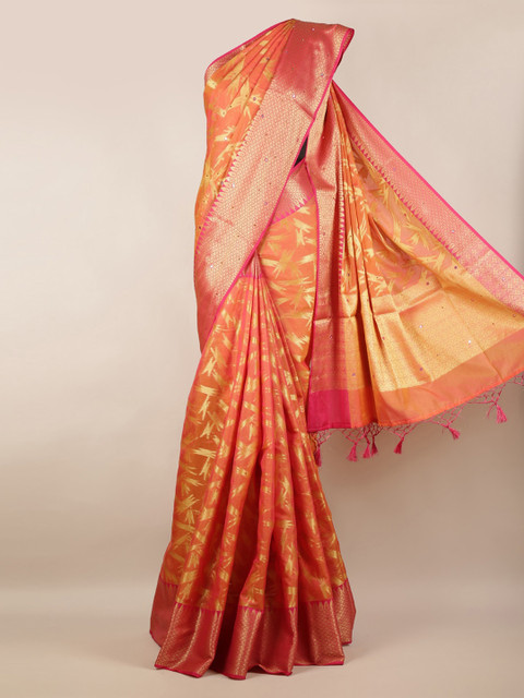 

Pothys Orange Woven Design Cotton Blend Saree