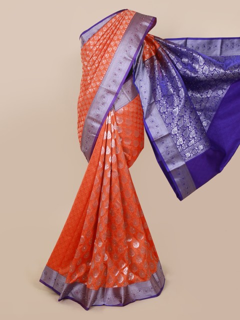 

Pothys Orange Woven Design Art Silk Saree