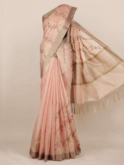 

Pothys Pink Embroidered Tissue Saree